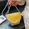 Bolso Cubo Verano Nuevo Diseño de Color Contrastante Hombro Cruzado Bolso Pequeño Estilo Occidental Estilo Coreano Perla Bolso de Mujer Bolso de Paja