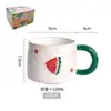 Caneca de cerâmica em relevo pintada à mão para uso doméstico, xícara de água, coração de menina fofa, xícara de café, xícara de chá da tarde