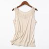 Chaleco de seda de punto con tirantes para mujer, de verano, con encaje, sexy, escote en V pequeño, base de seda morera, color liso, prenda exterior tipo tirantes