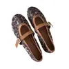 Sapatos Femininos Slip-On com Fivela para o Verão 2026, Mocassins Verdes da Moda com Estampa de Leopardo, Novo Tamanho Grande, Bico Quadrado