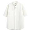 Camisa Masculina de Verão Rústica Bonita com Gola Alta e Manga Curta Estilo Nacional Ferramenta Respirável Cor Sólida Caimento Novo Estilo Chinês Camisa Casaco Marca Tendência