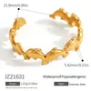 Anillo de Acero Inoxidable Transfronterizo, Estilo Ins Minimalista y Elegante, Diseño Hueco de Delfín y Espina de Pescado, Chapado en Oro, Joyería Impermeable