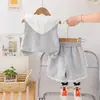 Conjunto de verano transfronterizo de comercio exterior para niñas, nuevo conjunto de verano elegante y a la moda con chaleco con capucha, directo del fabricante