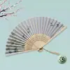 Nuevo Estilo Chino Estilo Antiguo Ventilador Plegable de Bambú Pequeño Portátil de Verano para Danza Cheongsam Hanfu Foto