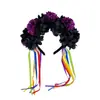 Diademas de Cabeza de Caléndula Europeas y Americanas, Diademas Personalizadas de Cinta de Flores para Halloween, Accesorios para la Cabeza de Disfraz para Fiestas de Festival de Carnaval