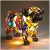 Adornos de resina de la nueva serie de perros transfronterizos, luz nocturna LED, arte, estatua de animal, decoración creativa para el hogar, escritorio