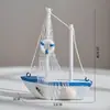 Decoración del Hogar Estilo Mediterráneo Transfronterizo Adornos de Modelo de Velero de Madera Barco Pequeño Barco de Vela Suave