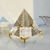 Pirámide de Cristal Negro Egipcio Grabada Adorno de Escritorio para Yoga y Meditación Decoración Moderna Creativa para el Hogar Regalo