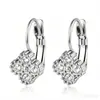 Suministro directo transfronterizo aretes de acero inoxidable con incrustaciones de diamantes para mujer, aretes de flor y moño de moda, accesorios para orejas sin perforación, joyería de lujo ligero