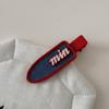 Pinza para el Cabello de Mezclilla Roja y Azul con Moño de Letra, Pinza Elegante sin Costuras, Pinza Lateral para el Flequillo, Pinza para el Flequillo de Niña