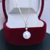 Collar Colgante de Perla Blanca de Agua Dulce Redonda de 11-12 mm con Fuerte Brillo y Ligera Imperfección, Cadena de Clavícula Estilo Plata S925