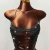 AYJ estilo nuevo transfronterizo europeo y americano para festival EDM, atuendo sexy con top de perlas sin espalda para mujer, único y deslumbrante
