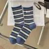 Meias Femininas de Meia-Perna com Listras Retrô para Outono e Inverno, Estilo Coreano, Borda Dobrada, Meias Largas, Versáteis, Respiráveis, Quentes, Meias da Moda para Celebridades da Internet
