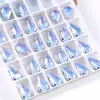 Taladro de Garra de Gota de Agua Puntiagudo Cristal de Mocha Cristalino de Colores con Agujero Accesorios de Taladro Cosidos a Mano Joyería DIY Accesorios para Vestidos de Boda