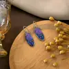 Pendientes Retro Europeos y Americanos de Pluma Turquesa, Pendientes Redondos de Gota de Agua de Libélula Pájaro Bohemios, Pendientes de Perla