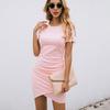 Vestido de verano de manga corta, ajustado e irregular, para mujer, de Amazon, comercio exterior, 600104YY0001