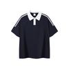 Nova Camisa Polo de Verão 200g Algodão Pesado Gola Lapela Manga Curta Contrastante Manga Raglã Retro Americano Cruzada