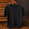 Camiseta masculina de manga curta estilo coreano moderna gola redonda manga curta primavera e outono masculina slim fit cor sólida roupas suéter bonito