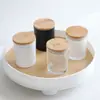 Copo de Vidro Fosco para Vela Porta-velas de Aromaterapia Recipiente Vazio DIY Tampa de Madeira Vidro para Aromaterapia Recipiente de Cera Artesanal
