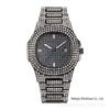 Hiphop super cool hip hop diamante relógio rap masculino pulseira de quartzo calendário gypsophila pulseira de aço relógio diamante completo atacado