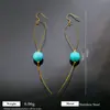 Ganchos para Oreja de Borla Imitación Turquesa Retro Estilo Largo Personalidad Aretes de Piedra Natural Temperamento de Nicho Fuente de Pendientes Transfronteriza Venta al por Mayor