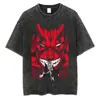 Camiseta Bleach Lavada Anime Harajuku Streetwear Gráfica Vintage