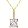 En Stock Wholesale Collar Colgante Cuatro Garras Redondo Cadena Clavícula Circonita Cúbica Cobre Chapado en Oro Joyería Collar Dorado para Mujer Colgante