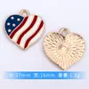 Venta directa del fabricante: Día de la Independencia de Estados Unidos Colgante Individual con Forma de Corazón Accesorios para Joyería DIY Materiales, Aleación de Goteo de Aceite Mixta Venta al por Mayor