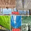 Cortinas de Teto Onduladas Coloridas da Moda Acionadas pelo Vento Cortinas de Exterior para Pátio Quebra-Sol Hospedaria Restaurante Ponto Cênico Cortinas de Tecido Decorativo Superior
