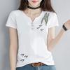 2931 # Camiseta de Manga Corta de Verano para Mujer (Toma real) (95 Algodón 5 Spandex) (Añadir 2Xl/3Xl)