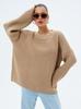 Suéter Plus Size Transfronteiriço Novo 2026, Gola Redonda Cor Sólida, Malha Solta Estilo Europeu e Americano Outono e Inverno 2026, Top Cinza