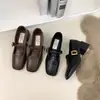 Zapatos Mocasines de Tacón Grueso de Diseño de Nicho Cuadrados de Cuero para Principios de Otoño Zapatos Retro Franceses Mary Janes Zapatos para Mujer