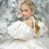 Vestido de Princesa con Mangas Abullonadas para Niñas Transfronterizo Vestido para Dama de Honor Banquete de Bodas Fiesta de Cumpleaños Falda Tutú Atuendo para Presentación de Piano de Niñas