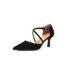 Zapatos de Tacón Alto Sexy Negros Puntiagudos para Mujer con Tacones Finos, Novedad Primavera 2026 Estilo Francés Sandalias Puntiagudas con Tira Cruzada Talla Grande