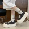 Zapatos Blancos Estudiantiles de Plataforma 2026, Tenis para Dedo Gordo, Zapatos Casuales de Moda con Suela Gruesa para Mujer, Modelo Nuevo con Cordones para Otoño para Personas Petitas