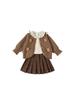 Youbao Roupas Infantis Cardigã de Tricô para Meninas Saia Conjunto de Roupa Infantil para Meninas Primavera e Outono Roupas para Bebê Menina Saia Plissada para Meninas Conjunto de Três Peças