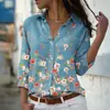 Comercio Exterior Transfronterizo 2024 Cárdigan para Mujer Europeo y Americano Camisa de Manga Larga con Estampado de Flores 3D Top de Alta Gama Versátil para Mujer