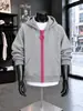 Sudadera con capucha y cremallera de dientes grandes colorida estilo retro americano, bloques de color, chaqueta, top adelgazante con cremallera para hombre y mujer, moderno