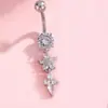 Moda transfronteiriça da Amazon novo piercing corporal de aço inoxidável anel de umbigo flor hexagonal prego de umbigo fivela de umbigo