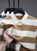 Camisa Polo de Rayas de Manga Corta con Punto de Piña para Hombre, Verano, Cuello Campana, Bordada, Casual de Negocios, Versátil, Top Camiseta