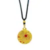 Retenção de Cor Alta Ouro Areia Antigo Flor Dupla Felicidade Janela Pássaro Fênix Pingente para Mulheres com Flor de Peônia Cravejada de Diamante Etiqueta Estilo Nacional Paz