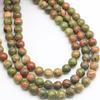 Flores naturales verdes cuentas sueltas cuentas redondas de granito accesorios para joyería hecha a mano diy suministro directo de fábrica