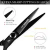 Tijeras de Peluquería Negras de 6.0 pulgadas, Tijeras para Cortar el Cabello, Tijeras Planas, Tijeras para Flequillo, Tijeras Entresacadoras, Tijeras de 360 Grados deg Spin