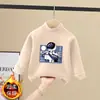 Roupa Térmica Infantil Masculina Outono/Inverno Plush Dupla Face Aquecimento Próprio Tendência Gola Meia Alta Casual Top Interno