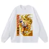 Camiseta estampada de manga curta, lavagem floral estilo americano, preto desgastado, corte solto oversized, design de anime moderno, ombro caído, manga curta