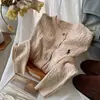Cárdigan de Punto Bordado Cuello Redondo Hilo Retorcido para Mujer, Nuevo 2026 Principios de Primavera, Tejido de Punto Vintage Retorcido Ajustado