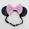 Aniversário Infantil Orelhas do Mickey Faixa Elástica Headband Faixa de Cabeça Mickey Letra Colorida Lantejoula Laço Parque de Diversões