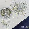 Decoraciones de uñas con purpurina temática navideña, deslumbrantes e iridiscentes, con estrellas de cinco puntas, fragmentos hexagonales y polvo brillante para adornos DIY
