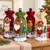Decorações de Natal transfronteiriças: Capas de juta para garrafas de vinho com cordão e desenhos de Papai Noel, bonecos de neve, renas e ursos
