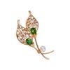 Llegada Nueva Coreana Broche Hoja de Vid Imitación Esmeralda Elegante Planta Pin de Ropa Accesorios Calla Perla Ramillete